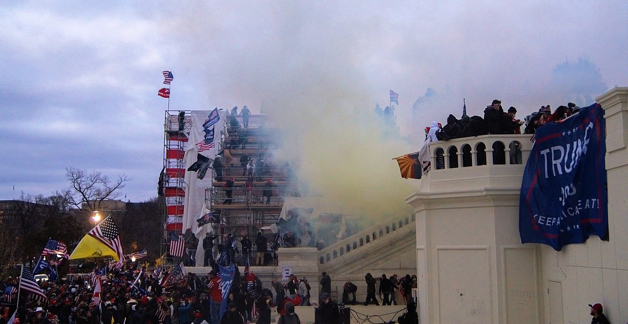 Tear gas outside the United States Capitol on 6 January 2021 © Tyler Merbler; Creative Commons license