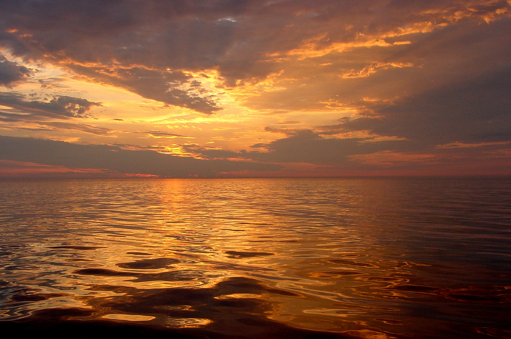 "Sunset at sea" &copy; NOAA