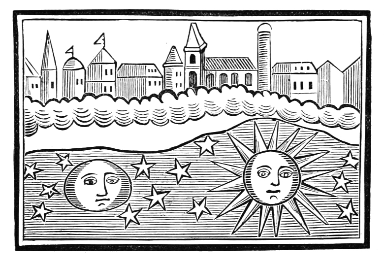 "The Sun, Moon, Stars, and Earth Transposed" from The World Turned Upside Down, an eighteenth-century chapbook; public domain