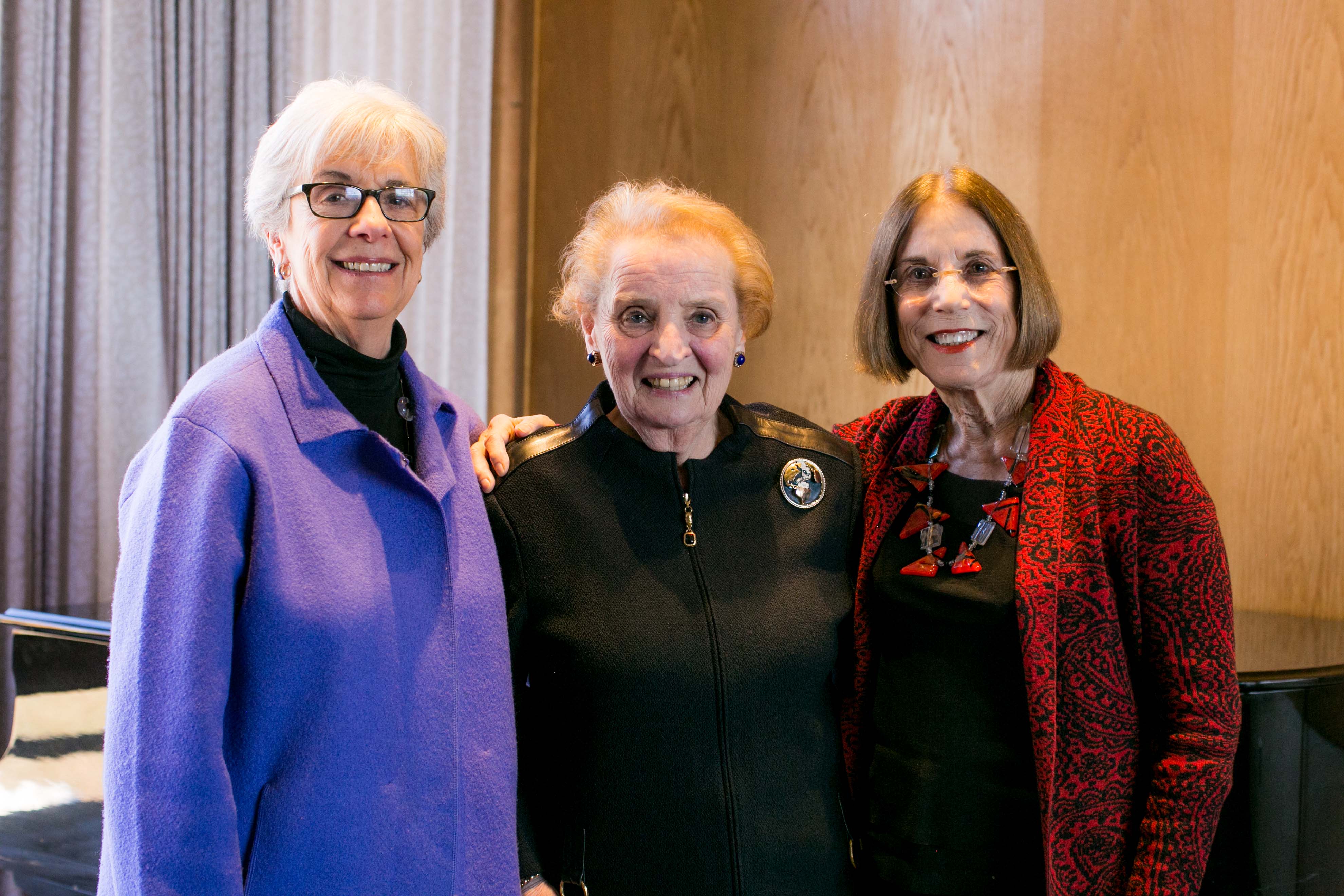 Wini Freund, Madeleine Albright (middle), and Susan Terris at Wellesley College in January 2016; courtesy Wellesley College