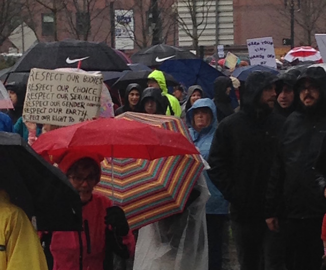 "Respect Our Bodies—Even in the Rain" (2017 Portland, Oregon, Women's March) © Judith Ross; used with permission