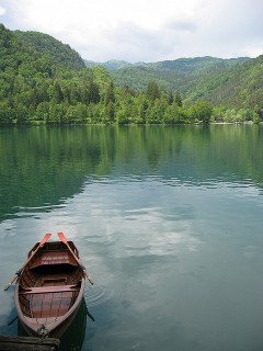 Rowboat on a lake