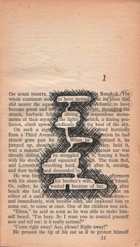 Book page made into a poem by blocking out words