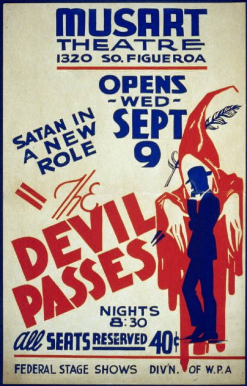 Poster for "The Devil Passes" by Benn W. Levy (Benn Wolfe), Federal Theatre Project, 1936; courtesy Library of Congress