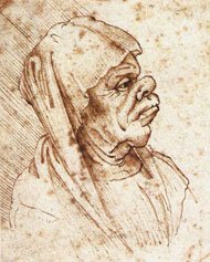 Five caricature heads (detail) by Leonardo da Vincil; Public Domain