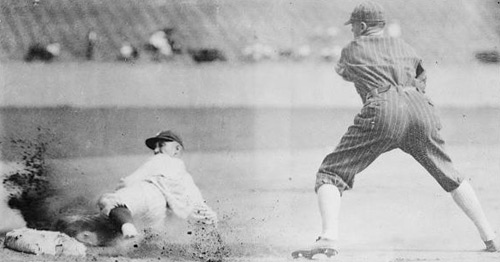 Sam Rice sliding safely into 3rd base; library of congress
