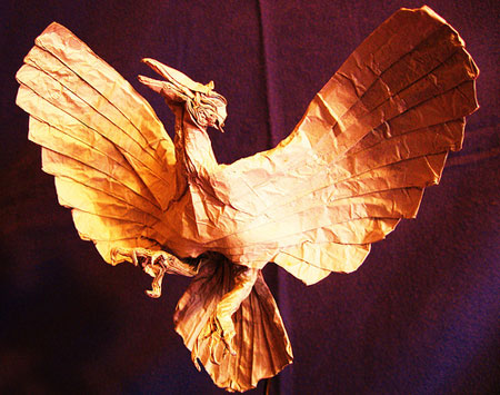 phoenix made of folded paper