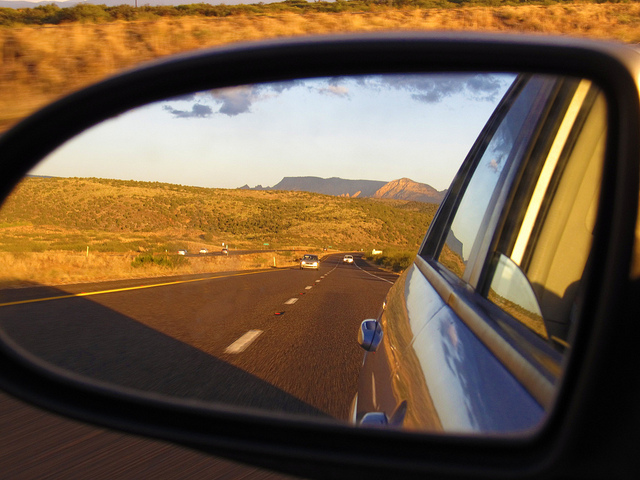 "Sedona Area in My Rear View, S.R. 89A Between Sedona and Cottonwood, Arizona" © Ken Lund