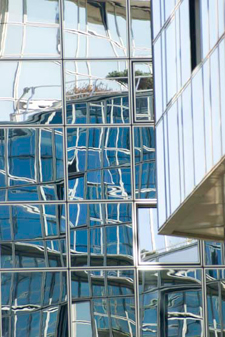 Reflections in office building windows