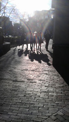 girls on JFK Street in Harvard Square