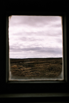 View of the Icelandic highlands through a window